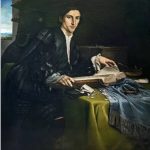 לורנצו לוטו – דיוקן עם עלי שושנה נבולים – ללמדך שאולי לא יאמינו לי – Portrait of a Gentleman in his Study c. 1530 Oil on canvas, 98 x 111 cm Gallerie dell'Accademia, Venice