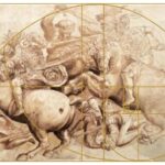 קרב אנגיארי" מאת לאונרדו דה וינצ'י. ועליו איור של חתך הזהב