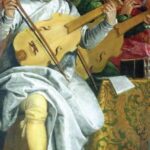 החתונה בקנה" (1563) של פאולו ורונזה היא דיוקן עצמי של האמן עצמו. אסכולה ונציאנית, ןצל יש צבע, למשל כחול.