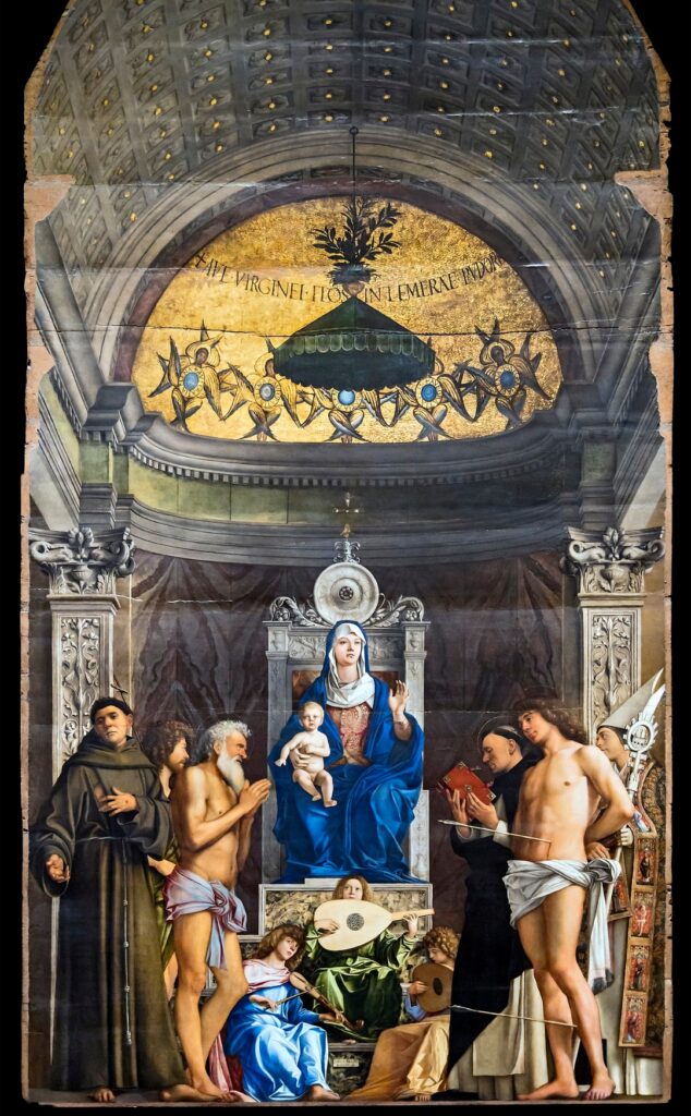 תמונת המזבח המפורסמת של ג'ובאני בליני לסן ג'ובה: חשית האור, צבעים משלימים, הצל החיי, ששת הקדושים, המבט: מבטו של כל אחד מהם, ההבעה יוצאת הדופן של ישוע-הילד, המחווה החריגה של המדונה - בידה השמאלית, ותפקידם של המלאכים-מוזיקאים הכל חדיש ומושך את העין אל מאבקו של אמן לממש את חזונו הפנימי שנובע מהיכולת לראות ולהבין את סביבתו.